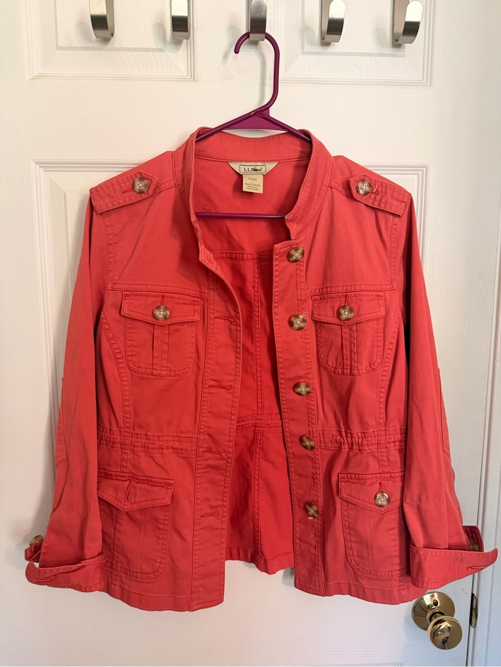 L.L. Bean Coral Utility Jacket with Button Front